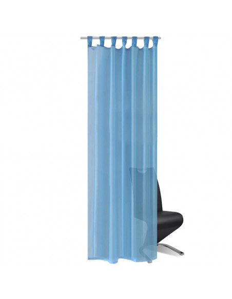 Tenda Trasparente Colore Turchese 140 x 175 cm 2 pezzi