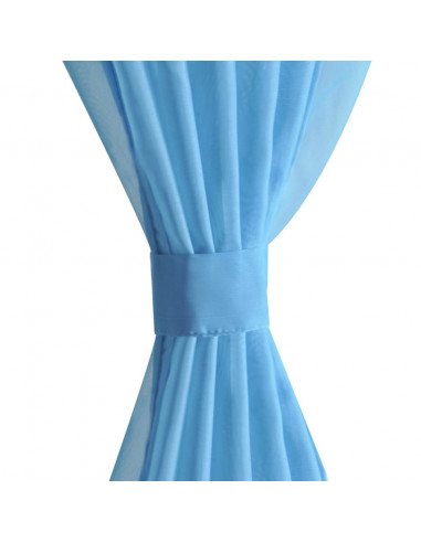 Tenda Trasparente Colore Turchese 140 x 175 cm 2 pezzi