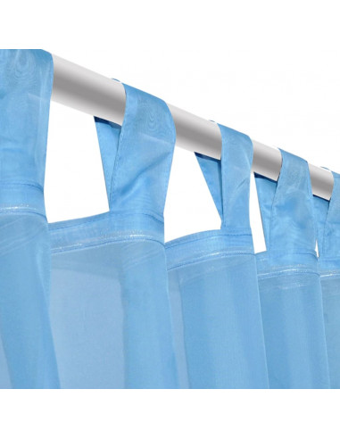 Tenda Trasparente Colore Turchese 140 x 175 cm 2 pezzi