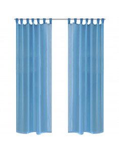 Tende Trasparenti 2 pz Turchese 140 x 245 cm