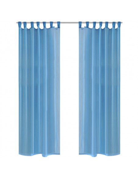 Tende Trasparenti 2 pz Turchese 140 x 245 cm