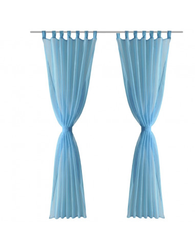 Tende Trasparenti 2 pz Turchese 140 x 245 cm