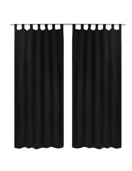 Tende Micro-Raso Nere 2 pezzi con Occhielli 140 x 175 cm