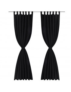 Tende Micro-Raso Nere 2 pezzi con Occhielli 140 x 175 cm 2