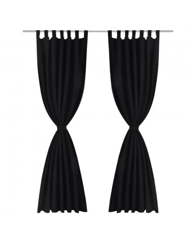 Tende Micro-Raso Nere 2 pezzi con Occhielli 140 x 175 cm