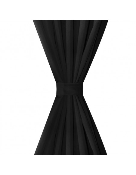Tende Micro-Raso Nere 2 pezzi con Occhielli 140 x 175 cm