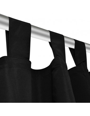 Tende Micro-Raso Nere 2 pezzi con Occhielli 140 x 175 cm