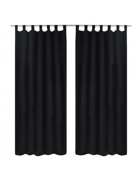 Tende Micro-Raso Nere 2 pezzi con Occhielli 140 x 225 cm