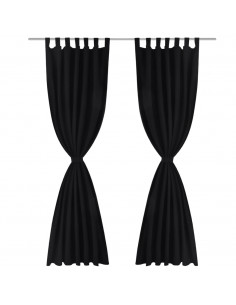 Tende Micro-Raso Nere 2 pezzi con Occhielli 140 x 225 cm 2