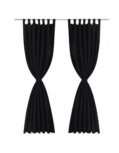 Tende Micro-Raso Nere 2 pezzi con Occhielli 140 x 225 cm