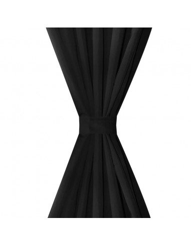 Tende Micro-Raso Nere 2 pezzi con Occhielli 140 x 225 cm