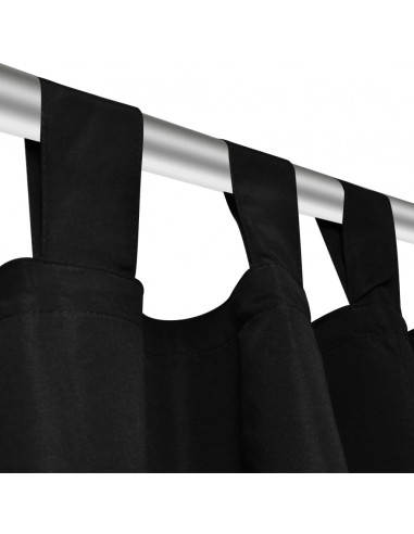 Tende Micro-Raso Nere 2 pezzi con Occhielli 140 x 225 cm