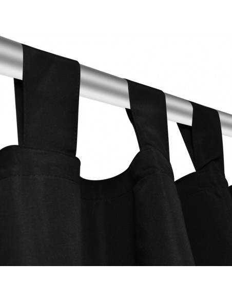 Tende Micro-Raso Nere 2 pezzi con Occhielli 140 x 225 cm