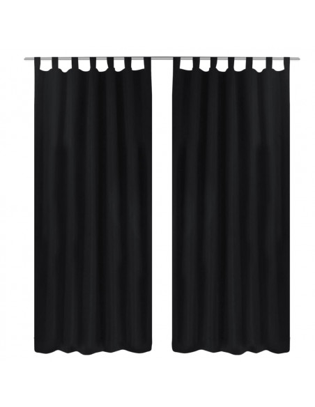Tende Micro-Raso Nere 2 pz con Occhielli 140 x 245 cm