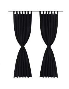 Tende Micro-Raso Nere 2 pz con Occhielli 140 x 245 cm 2
