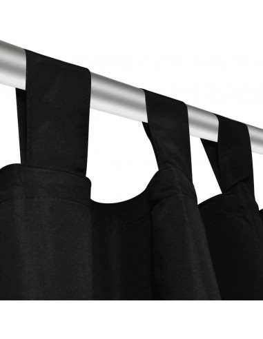 Tende Micro-Raso Nere 2 pz con Occhielli 140 x 245 cm