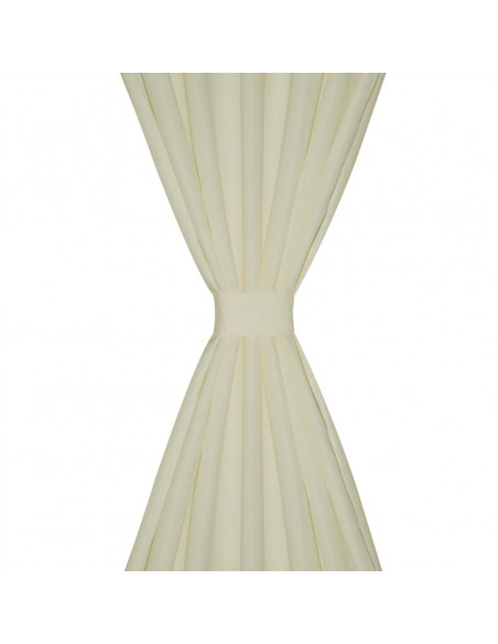 Tende Micro-Raso Crema 2 pezzi con Occhielli 140 x 245 cm