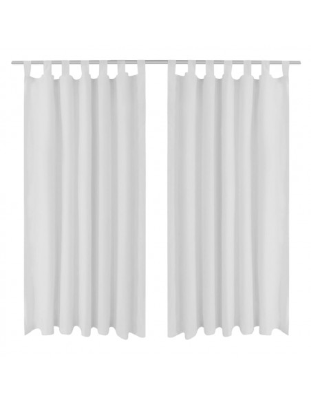 Tende in Micro-Raso Bianche 2 pz con Occhielli 140 x 225 cm