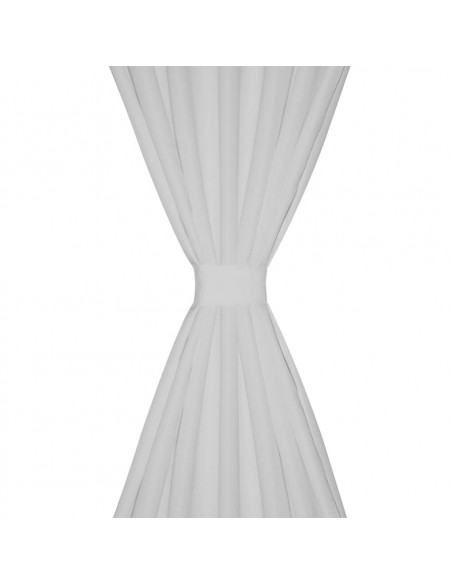 Tende in Micro-Raso Bianche 2 pz con Occhielli 140 x 225 cm