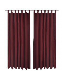 Tende in Micro-Raso Bordò 2 pz con Occhielli 140 x 175 cm