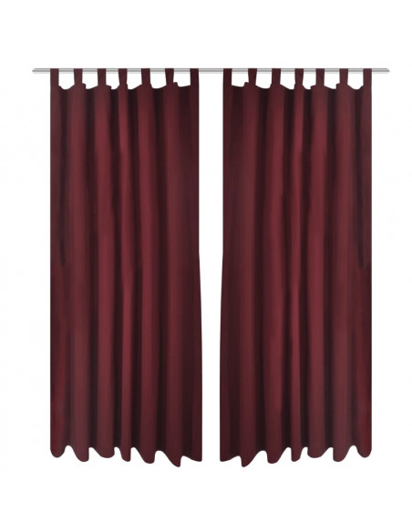 Tende in Micro-Raso Bordò 2 pz con Occhielli 140 x 175 cm
