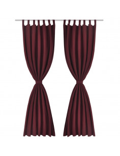 Tende in Micro-Raso Bordò 2 pz con Occhielli 140 x 175 cm 2