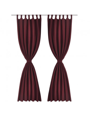 Tende in Micro-Raso Bordò 2 pz con Occhielli 140 x 175 cm