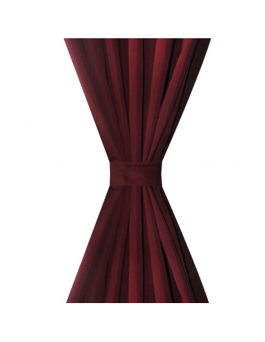 Tende in Micro-Raso Bordò 2 pz con Occhielli 140 x 175 cm