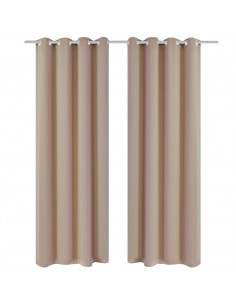 Tende Oscuranti Blackout Crema con Anelli di Metallo 135 x 245 cm 2 pz