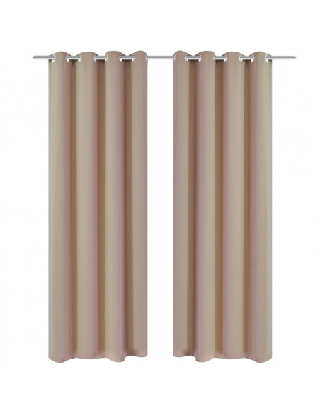 Tende Oscuranti Blackout Crema con Anelli di Metallo 135 x 245 cm 2 pz