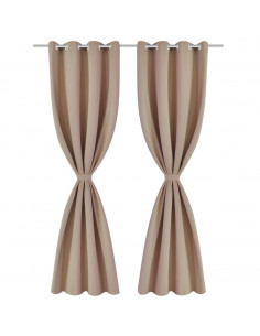 Tende Oscuranti Blackout Crema con Anelli di Metallo 135 x 245 cm 2 pz 2