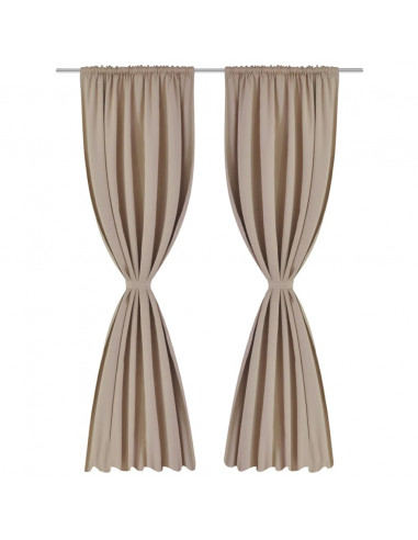 Tende Oscuranti Nere 2 pz con Orlo Ribattuto 135 x 245 cm