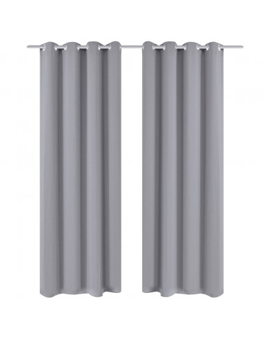 Tende Oscuranti Grigie con Anelli Metallo Blackout 135 x 245 cm 2 pz