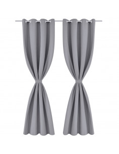 Tende Oscuranti Grigie con Anelli Metallo Blackout 135 x 245 cm 2 pz 2
