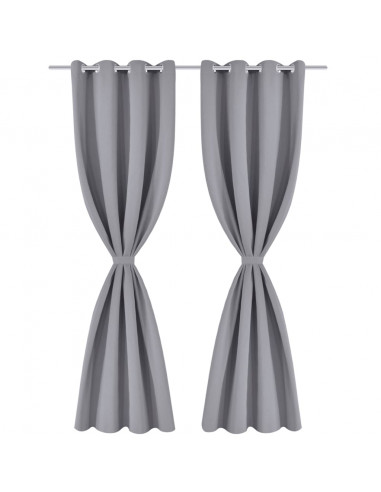Tende Oscuranti Grigie con Anelli Metallo Blackout 135 x 245 cm 2 pz