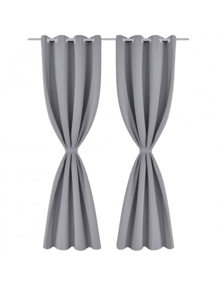 Tende Oscuranti Grigie con Anelli Metallo Blackout 135 x 245 cm 2 pz