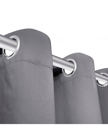 Tende Oscuranti Grigie con Anelli Metallo Blackout 135 x 245 cm 2 pz