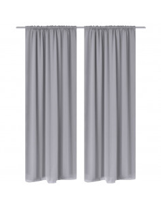 Tende Oscuranti con Testa a Fessura 2 pz Grigie 135x245 cm