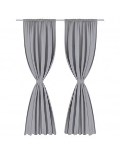 Tende Oscuranti con Testa a Fessura 2 pz Grigie 135x245 cm 2