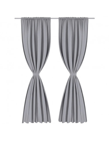 Tende Oscuranti con Testa a Fessura 2 pz Grigie 135x245 cm