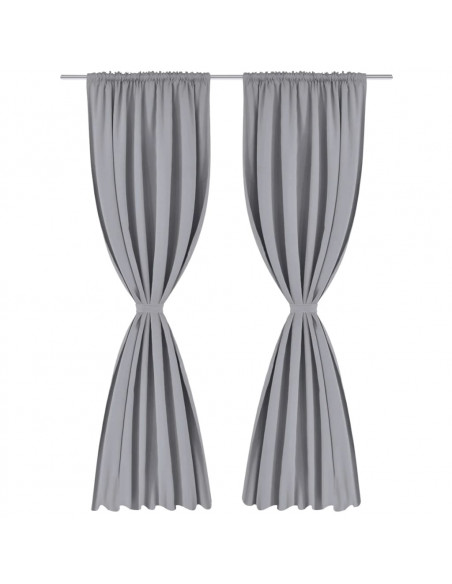 Tende Oscuranti con Testa a Fessura 2 pz Grigie 135x245 cm