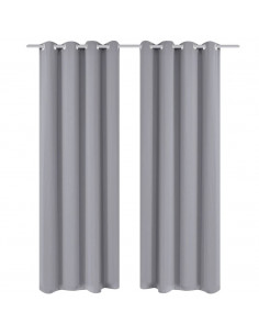 Tenda Oscurante con Occhielli in Metallo 270x245 cm Grigia 2