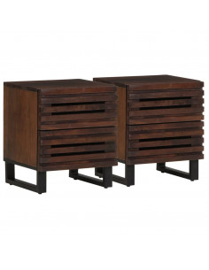 Comodini 2pz 40x34x46 cm in Legno Massello di Mango 2
