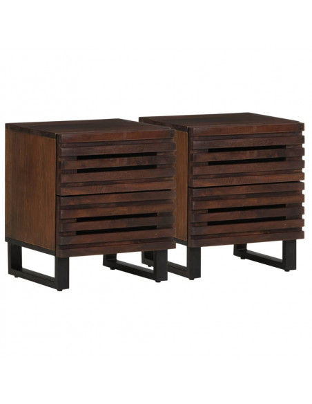 Comodini 2pz 40x34x46 cm in Legno Massello di Mango