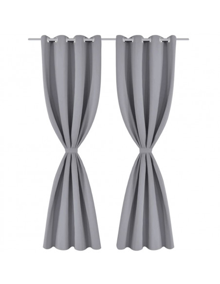 Tenda Oscurante con Occhielli in Metallo 270x245 cm Grigia