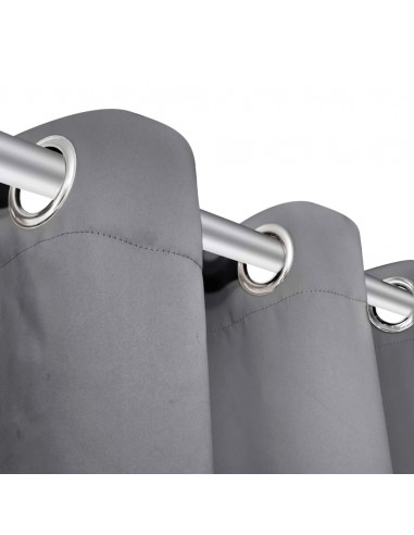Tenda Oscurante con Occhielli in Metallo 270x245 cm Grigia