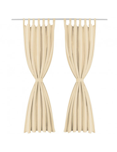 Tende in Micro Raso 2 pz con Passanti 140x175 cm Beige