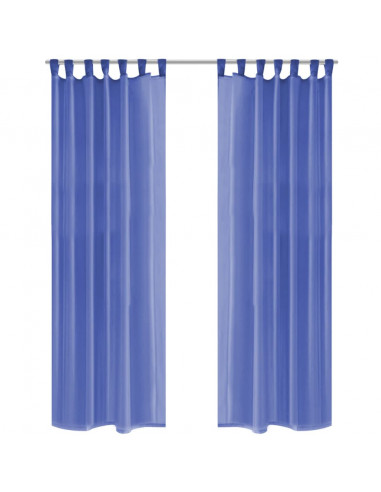 Tende in Voile 2 pz 140x175 cm Blu Reale