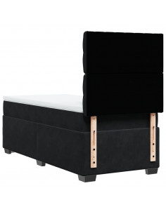 Giroletto a Molle con Materasso Nero 100x200 cm in Velluto