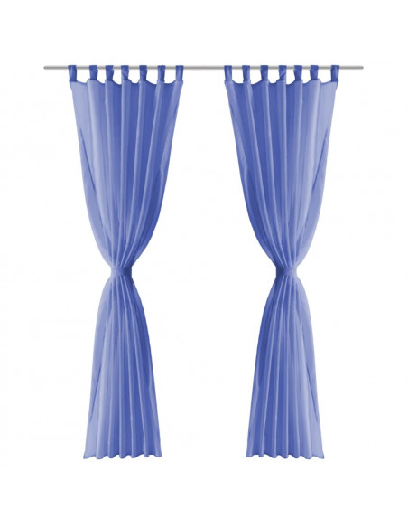 Tende in Voile 2 pz 140x175 cm Blu Reale
